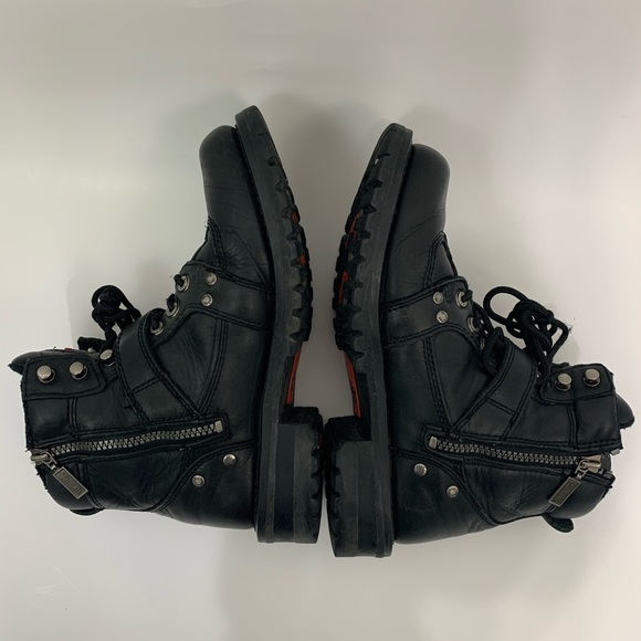 Milwaukee black chunky moto leather boots - Picture 6 of 8